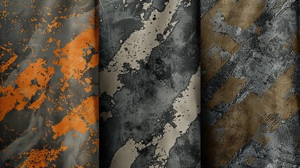 Wall Mural - Three different textures of fabric are shown, with one being orange