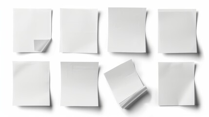 Aufkleber - This collection of white note papers is shot separately on a white background.