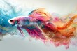 Surreal betta fish with colorful ink trails