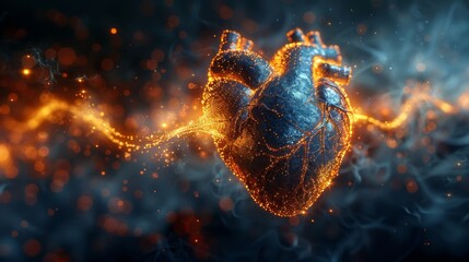 Aufkleber - A concept of health care technology combining a heart shape with a heartbeat pulse