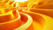 Abstract folded paper effect. Bright colorful yellow background. Maze made of paper. 3d rendering.