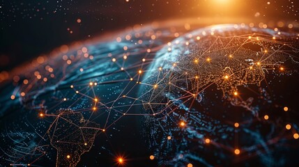 Aufkleber - The concept of global communications and global networks, symbolized by dotted globes and light wires