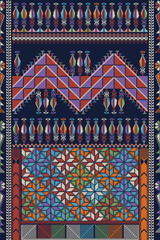 Poster - Traditional Palestinian Tatreez, seamless pattern vector template