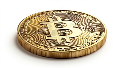Poster - Isolated modern illustration of a realistic golden bitcoin, a concept of cryptocurrencies or online trading