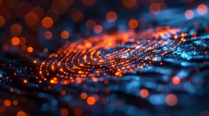Poster - Graph of futuristic fingerprint with digital technology icons as a concept of cyber security or biometrics