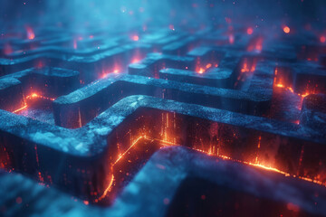 Poster - A scene illustrating a virtual reality game interface, where the player navigates through a maze of