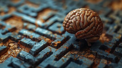 Poster - The human brain's shape combined with the maze pattern represents creative thinking