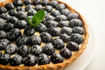 Wall Mural - Pastry cream cake with grapes.