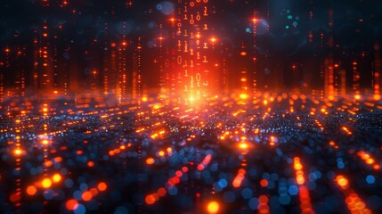 Fototapete - Combined binary code with digital technology world, 2020 new year