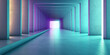 Große Räume und Eingänge mit bunten LED Lichter in pink und blau, ai generativ