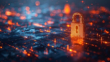 Leinwandbilder - A cyber security concept depicted as a padlock and shield with a coding code inside
