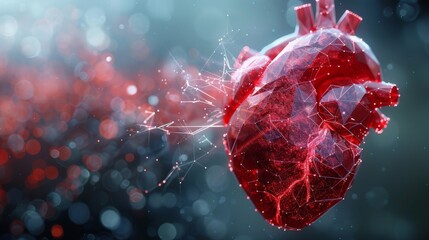 Aufkleber - Cardiology concept, spark element in a low poly heart