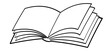 © MarkRademaker - Cartoon open book and pages. Education concept. Line drawing. Opened books sign. Book store logo. Flying pages. World book day. Pencil with hand, line drawing.
