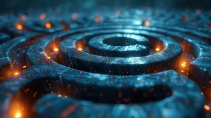 Leinwandbilder - Background of an abstract futuristic electronic maze set against a technological background