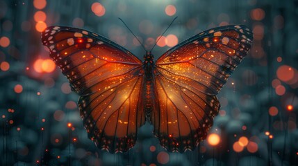 Poster - Combination of a butterfly shape and an electronic pattern.
