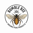 Honey Bee Vintage Vector Logo with Hand Drawn Sketch. Natural Organic Design Concept for Emblem, Packaging, Label, Bee Farm etc