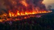Aerial Perspective of Firefighters Rescuing Wildlife During Large Forest Fires. Concept Forest fires, Aerial perspective, Firefighters, Wildlife rescue, Nature conservation
