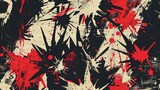 Fototapeta Zachód słońca - punk pop rock style starburst elements with color splash abstract background, seamless pattern tile, Generative Ai