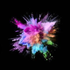 Wall Mural - Explosion of colorful paint on a black background
