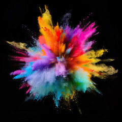 Wall Mural - Explosion of colorful paint on a black background
