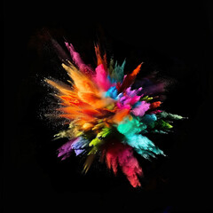 Wall Mural - Explosion of colorful paint on a black background
