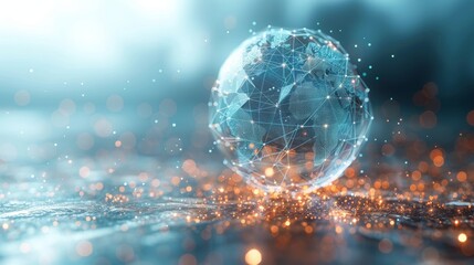 Aufkleber - Digital transformation or global network technology concept, globe graphic with futuristic elements...