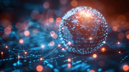 Poster - A graphic of a globe with a futuristic element representing global network technology or digital transformation.