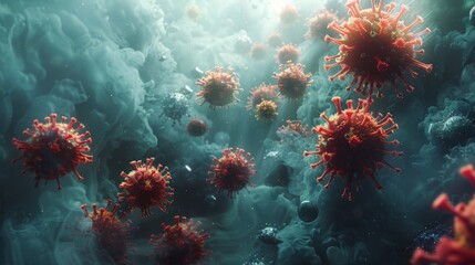 Aufkleber - An image of a virus presented as a futuristic dust particle