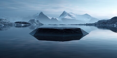 Wall Mural - Delicate snowflakes gently blanket the pristine expanse of polar sea ice, creating a mesmerizing scene of winter wonder.