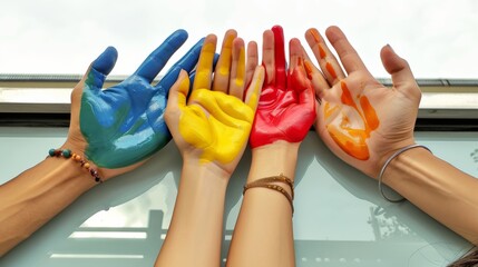 Poster - people with painted hands