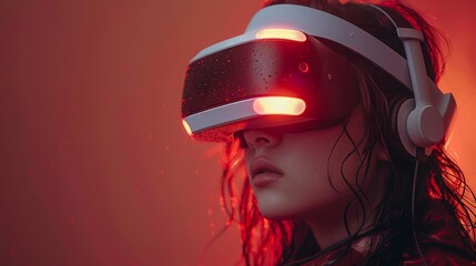 Aufkleber - Concept of VR technology, a graphic of a teenager playing a game with a VR headset.
