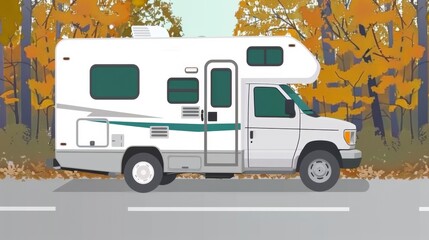 Poster - a rv parked in the woods