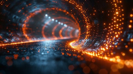Poster - Digital transformation key visual on dotted tunnel in the future