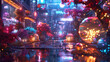 © Erika - ciudad futurista moderna colorida concepto del futuro con tecnología inteligente diseño digital en datos de red paisaje urbano con innovación con energía