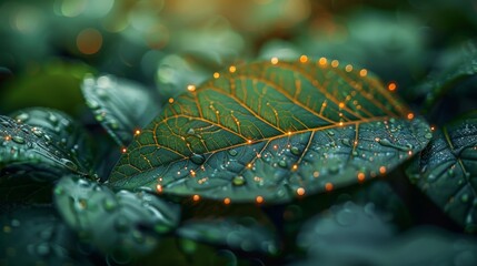 Aufkleber - Graphic of leaf shape combined with electronic pattern, concept of eco-friendly technology