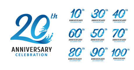 set of anniversary water number design