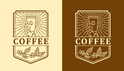 nature coffee line art vector design template