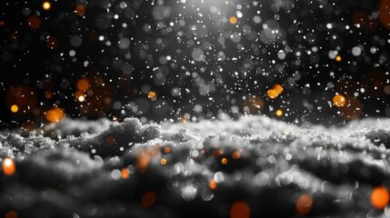 Canvas Print - Modern illustration of falling snowflakes on a dark background during Christmas.