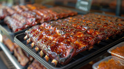 Sticker - Trays of barbecue ribs