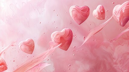 Poster - heart shaped elements soar across a soft pink backdrop embodying the essence of love in celebration 