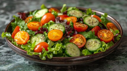 Sticker - Capture the freshness of a colorful salad, featuring crisp lettuce, ripe tomatoes, crunchy cucumbers, and tangy dressing.