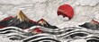 Seamless modern Japanese pattern. Mountain collage graphic background.