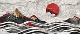 Fototapeta Dziecięca - Seamless modern Japanese pattern. Mountain collage graphic background.