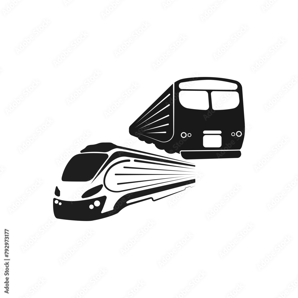 Black train vector. Two train silhouettes for railway companies vector ...