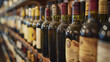 Rows of wine bottles on racks