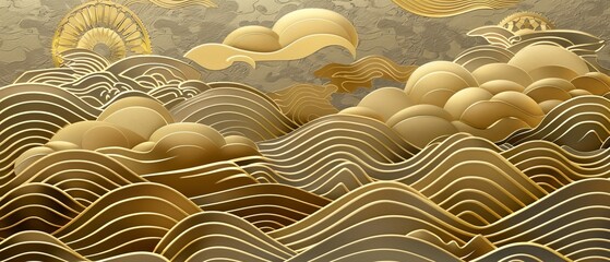 Poster - Gold geometric background modern. Japanese pattern , poster, card, template.