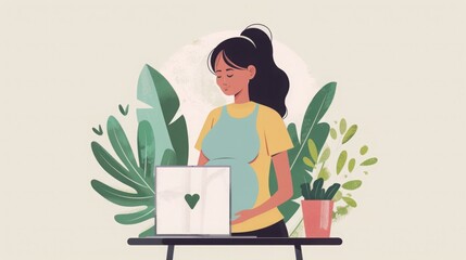 Poster - Woman Standing in Front of Laptop Computer