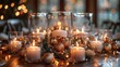 Fill glass vases with shimmering ornaments and twinkling fairy lights to create elegant and festive table centerpieces.