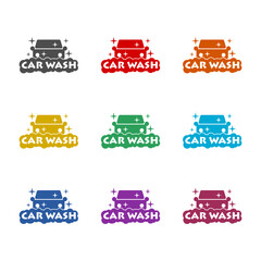 Sticker - Car wash icon isolated on white background. Set icons colorful 