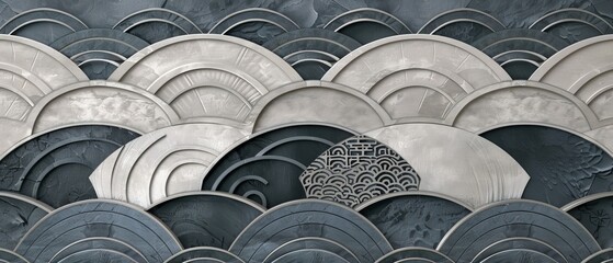 Aufkleber - Geometric template modern with Japanese pattern background. Line elements.